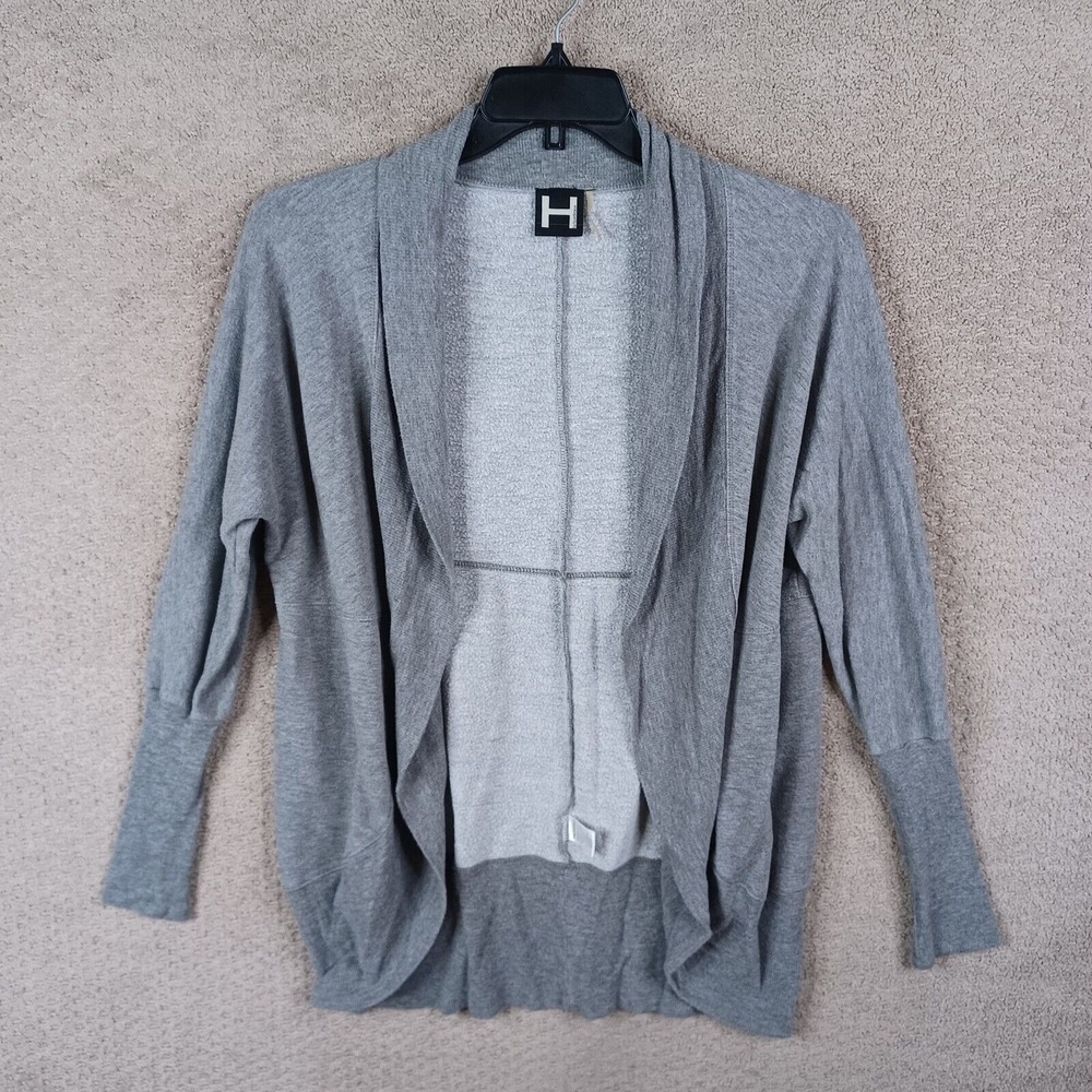 H By Bordeaux Sweater Womens Small Gray Cardigan Open Long Sleeve‎ Rayon Blend